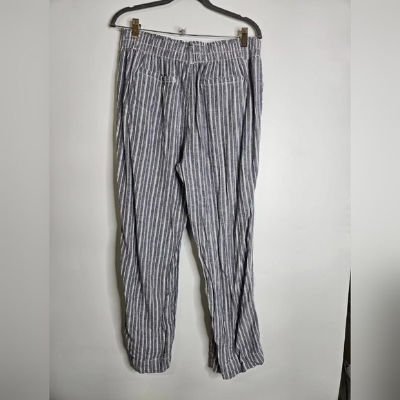 Briggs Women's Linen Blend Pull-On Pants, Blue Stripe, Size Medium - Picture 3 of 7